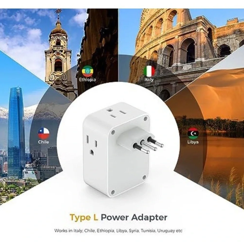 (22)Italy Power Adapter 2 Pack, TESSAN Italy Travel Plug Adapter with 4 Outlets